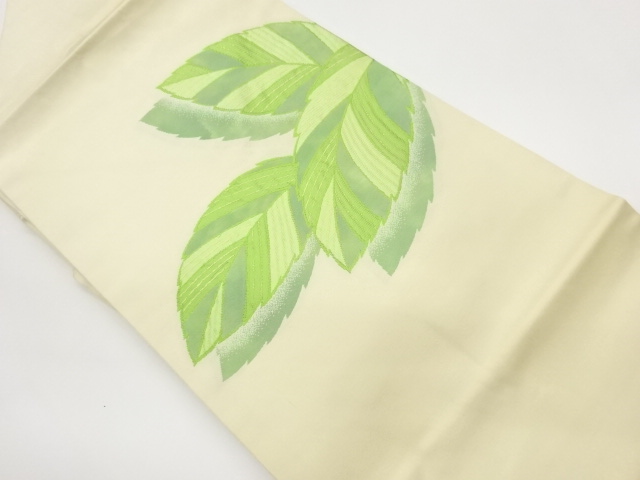 JAPANESE KIMONO / NAGOYA OBI / SILK / WOVEN LEAVES